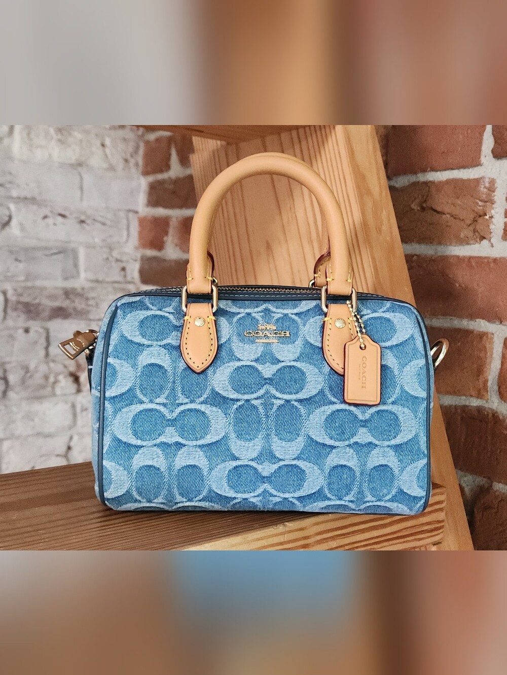Coach Mini Rowan In Signature Denim